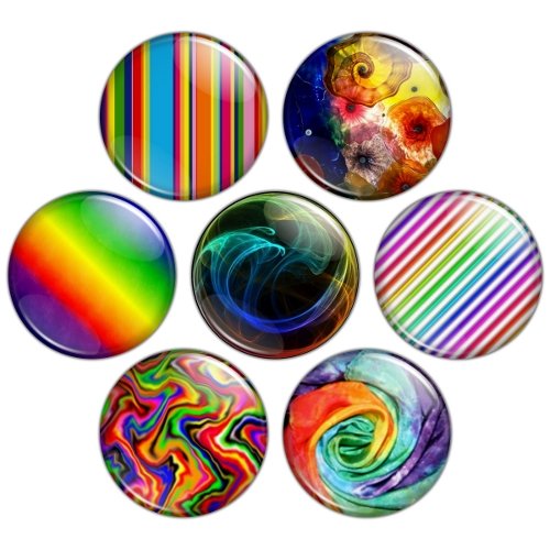 Rainbow Color Themed 1.25 inch Pinback Button Badge Set