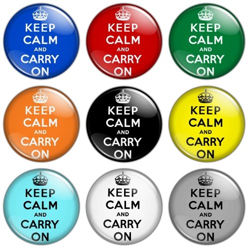Keep Calm & Carry On 1.25 inch Pinback Button Badge Set