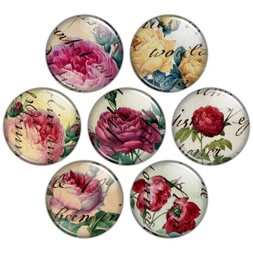 Victorian Rose 1.25 inch Pinback Button Badge Set
