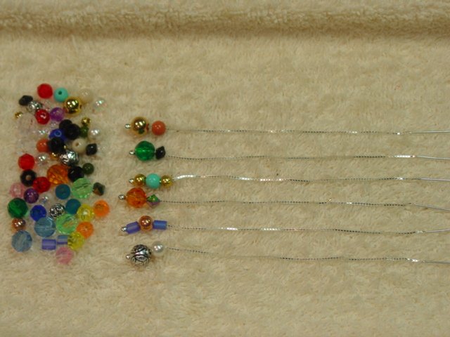 3" Sterling Thread Threader Earrings & 72 Beads #24b