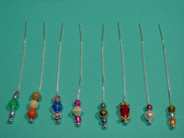 3" 14kt Vermeil Thread Threader Earrings & 84 Beads #50