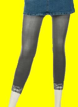Opaque Lace Trim Footless Tights