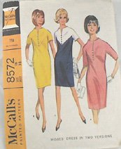 Mod Dress Pattern-McCalls 8572-MOD Sz18