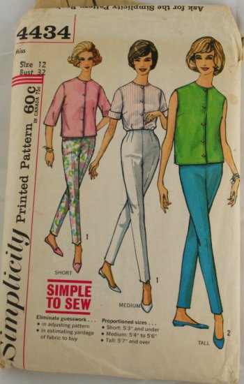 "Pant & Top" Pattern Simplicity 4434 PATTERN