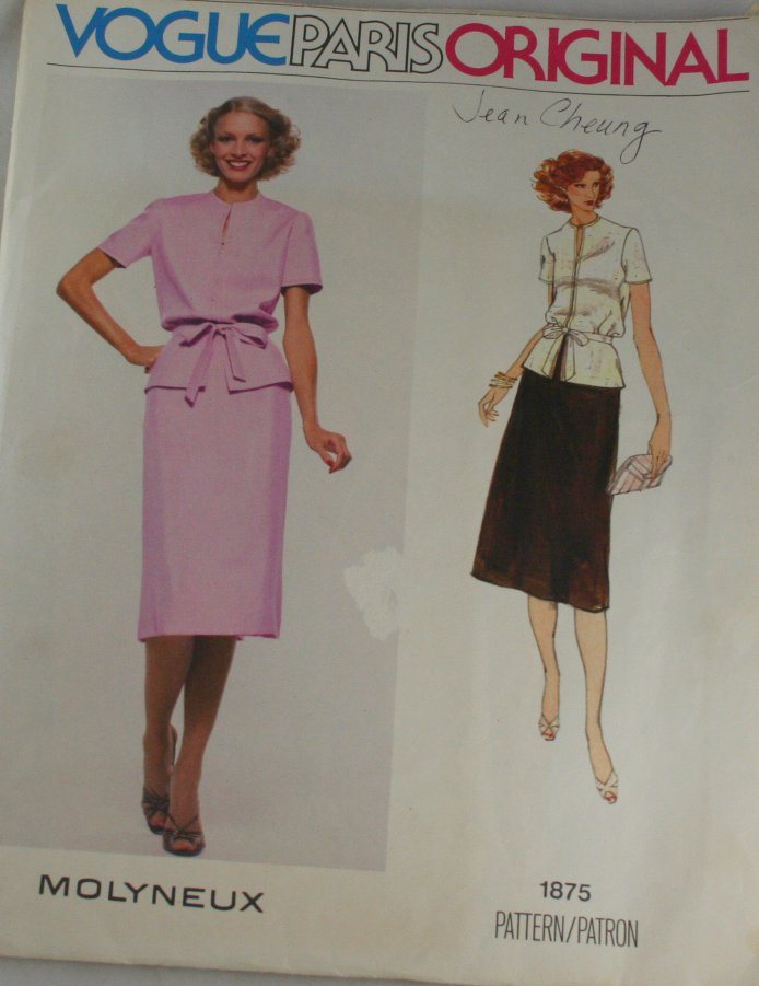 Vogue Paris Original 1875 Molyneux Misses Top,Skirt,Belt Sz 10