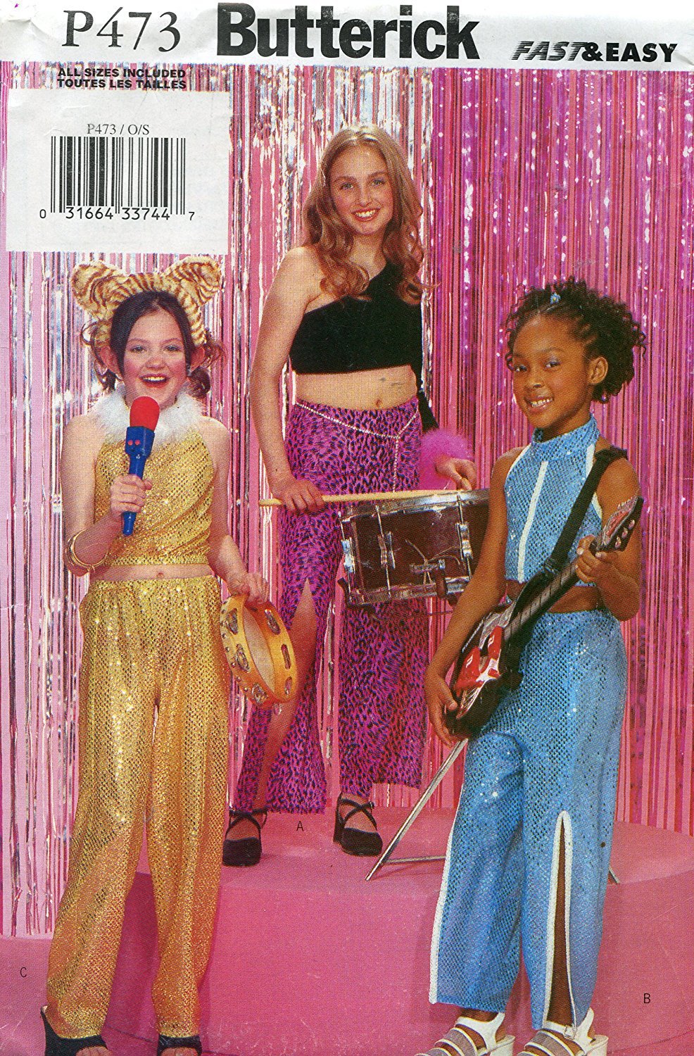 Butterick Pattern 3183 ~ Girls' Rock Star Costume (Top & Pants) ~ Sizes S-XL (4-14)