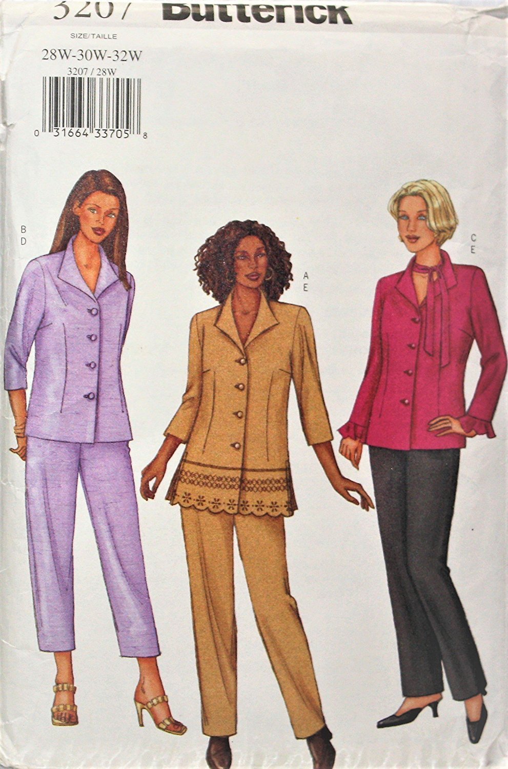 Butterick 3207 SEWING Pattern Womens Shirt, Capris, Pants Plus szs 22W,24W,26W