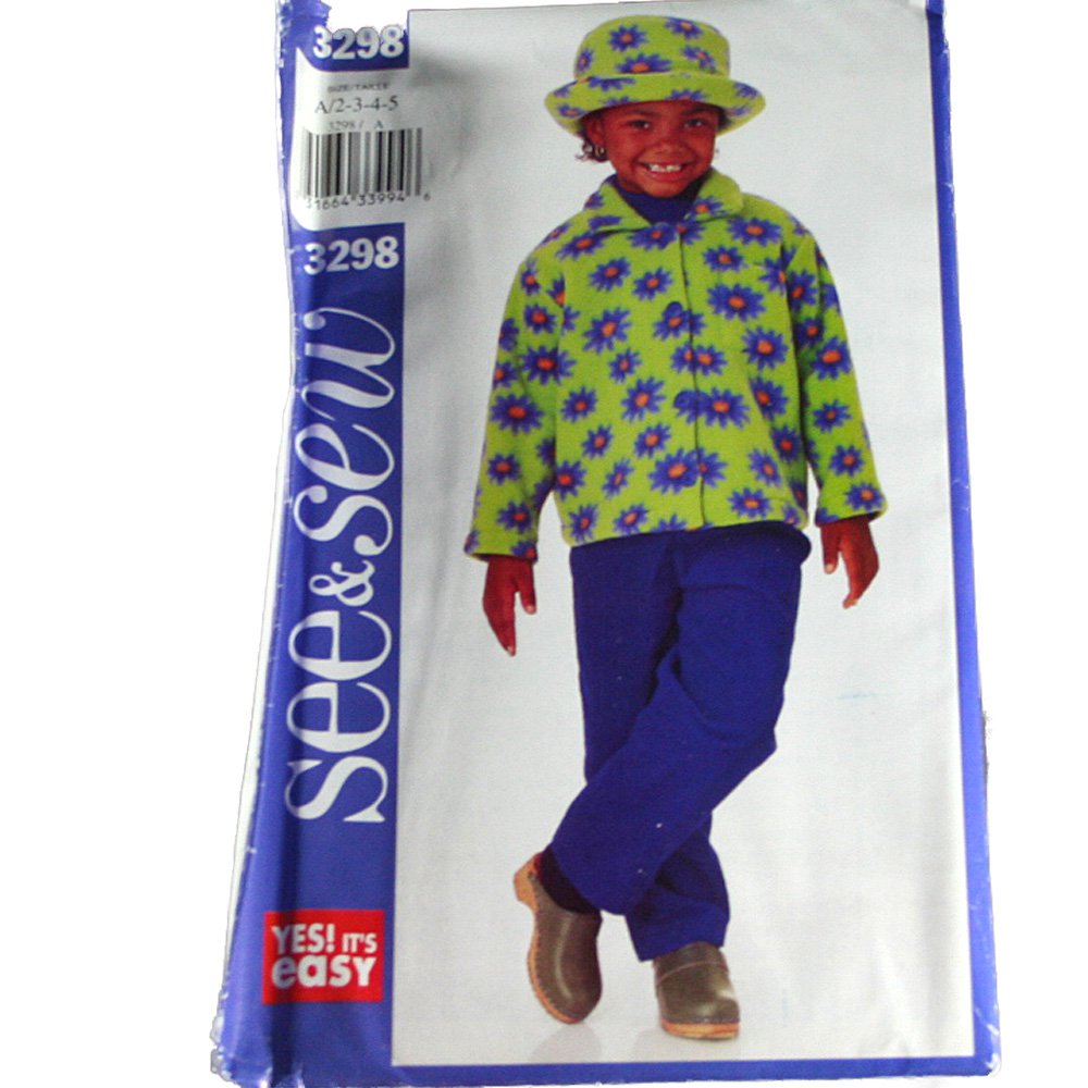 See & Sew 3298 Sewing Pattern Children Girls Jacket,Pants & Hat Size A 2,3,4,5
