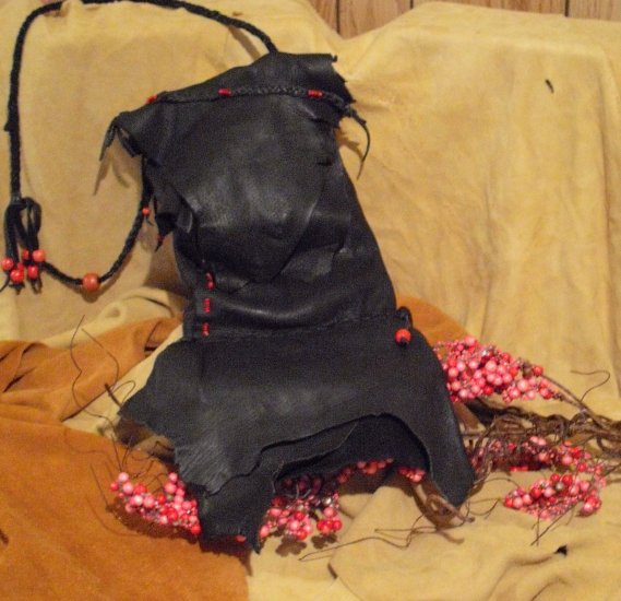 SOLD Handcrafted Black Deer Skin Purse (medium)