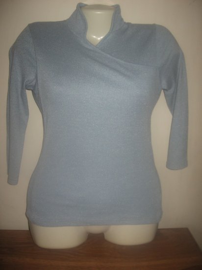 MICHAEL STARS BLUE SHINE HIGH NECK CROSSOVER TOP O/S