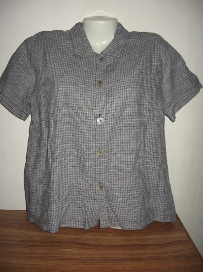 HOT COTTON LINEN COTTON WEAVE BUTTON SHIRT TOP SZ M GR8