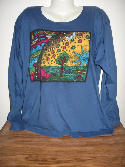 GOLDEN SWAN BLUE PRINT SCRUB STYLE L/S TOP 3/49