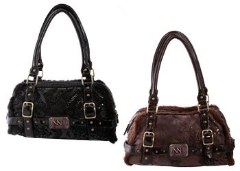 ViaNova Trendy Faux Fur Edged Bag - Brown