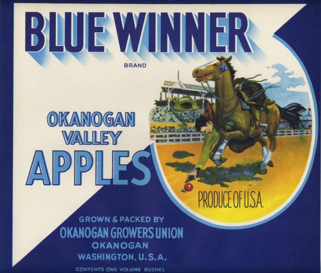 BLUE WINNER APPLE CRATE LABEL