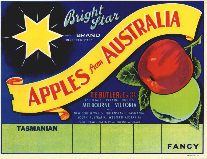 BRIGHT STAR FANCY APPLE CRATE LABEL - BLANK AT BOTTOM