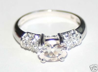 Ladies 14K Morganite and White Sapphire Ring