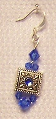 Handcrafted Earrings Swarovski Autstrian Crytsal with Slider Saphire