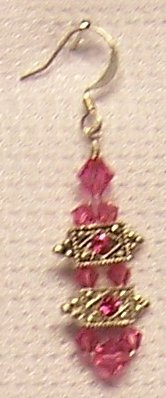 Handcrafted Earrings Swarovski Autstrian Crytsal with Slider Pink