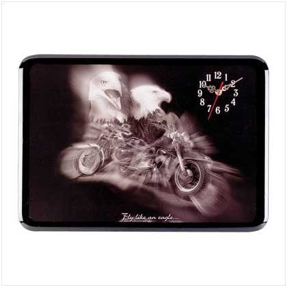 Eagle on Motorcycle Clock