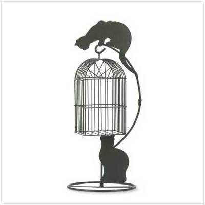 Metal Birdcage & Cat Planter