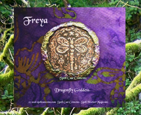Spell Cast Coins (tm) Freya Dragonfly Goddess Enchanted Wishing Coin Handmade