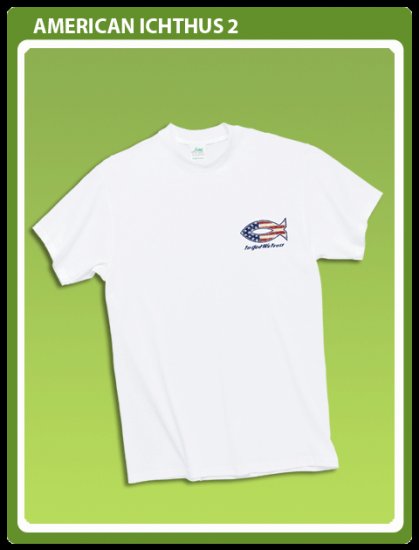 Christian T-shirt: Patriotic Ichthus Size X-Large