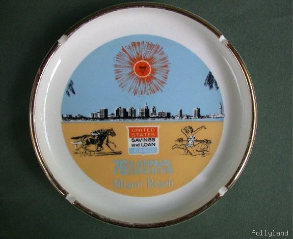 1968 Retro Miami Beach Advertising Banker Convention Ashtray