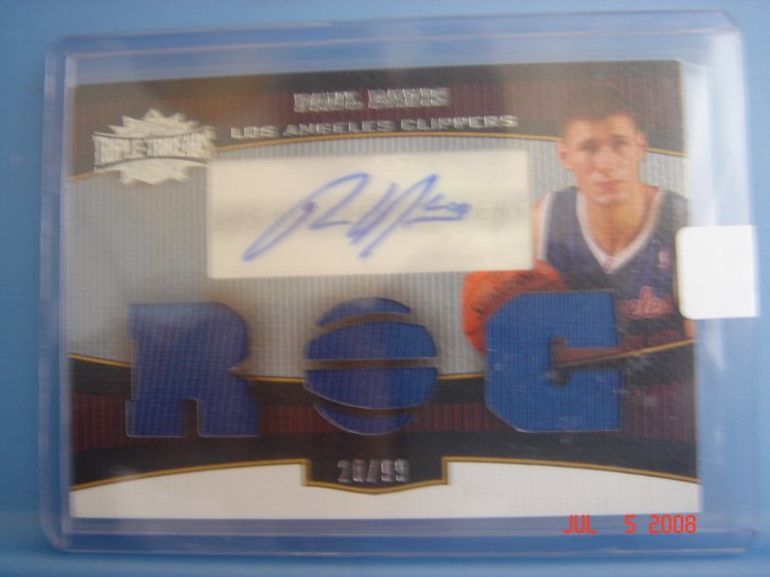 paul davis 2006-07 triple threades triple jersey auto #ed to 99