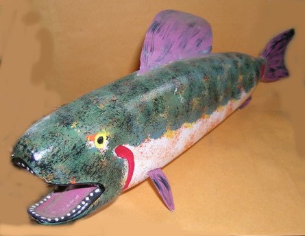 Outsider Art Carved Fish Signed Jim Lewis