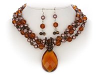 Topaz & Brown Triple Necklace Set