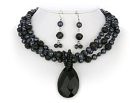 Black & Charcoal Triple Necklace Set