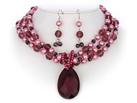Amethyst Triple Necklace Set
