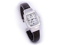 Black Leather Style Cuff Watch