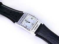 Silver Geneva Brand Black Leather Watch