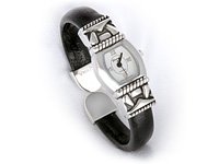 Black & Silver Brighton Look Cuff Watch