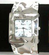 Silver Hammered Cuff Watch