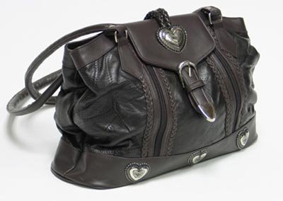 Embassy Large Brown Genuine Stone Leather Purse.
