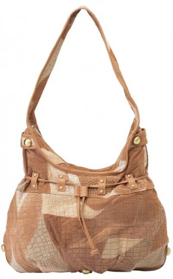 Embassy Italian Stone Design Genuine Suede Leather Jumbo Purse with Antique Hardware.