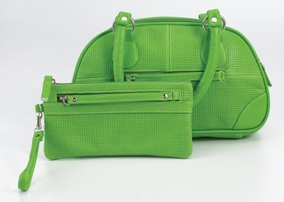 Embassy Faux Leather Green Purse and Wristlet Set.