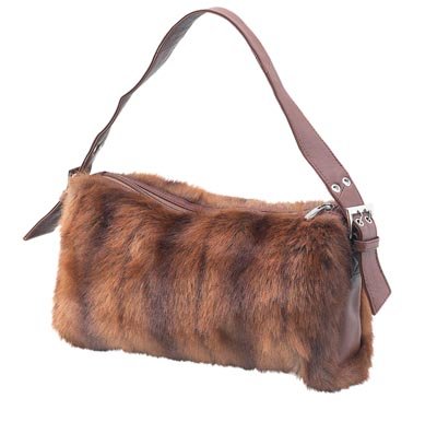 Embassy Faux Fox Fur Handbag with Genuine Leather Trim.