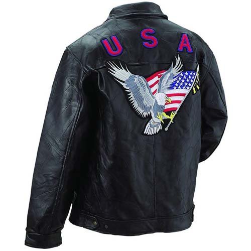 Giovanni Navarre® Italian Stone™ Design Genuine Leather Men's Eagle Jacket