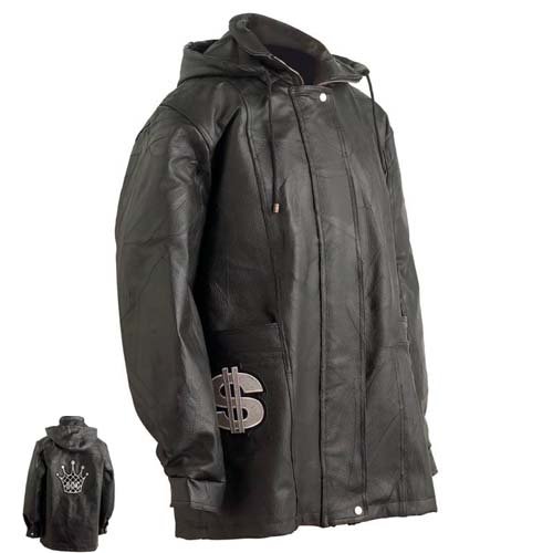 Embassyâ„¢ Hand-Sewn Pebble Grain Genuine Leather "King Logo" Jacket.