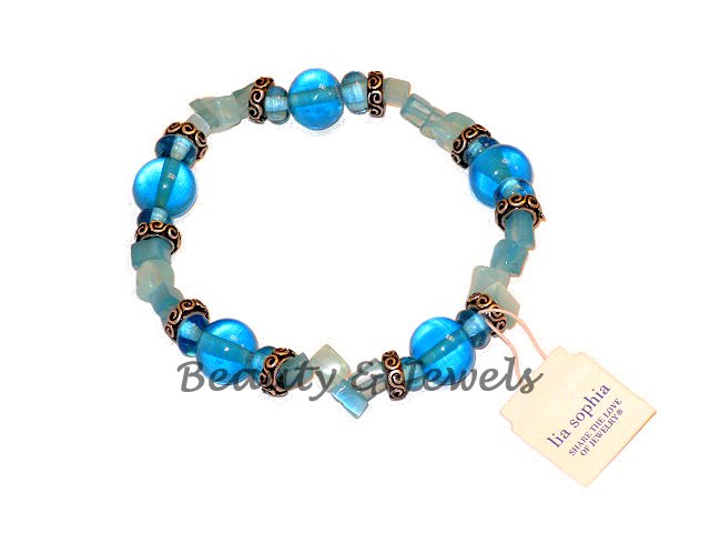 Lia Sophia BLUEBERRY Jade Chip Stretch Bracelet-RV $30