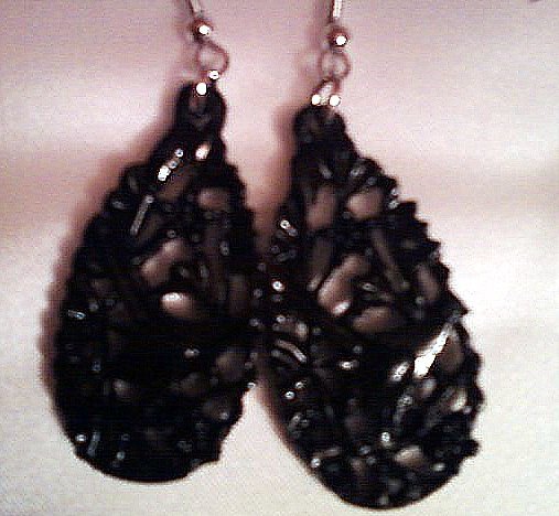 Black Victorian Bird style Earrings.