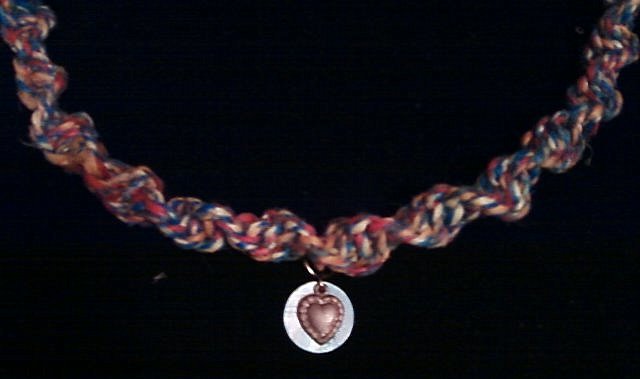 Colorful Hemp Neclace with heart pendent.