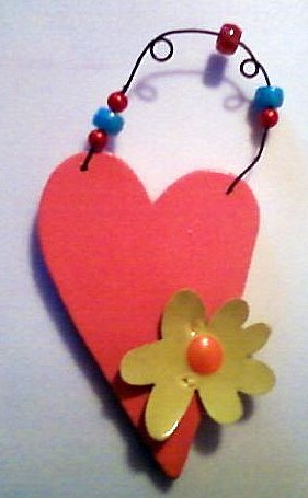 Pink Heart with Yellow FlowerTag