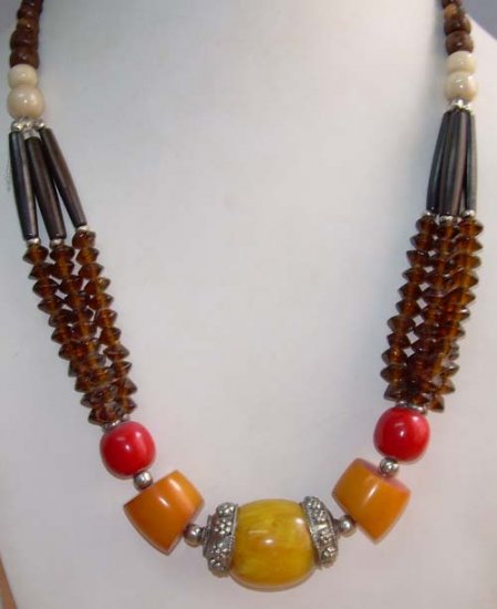 Resin & Bone Beaded Necklace