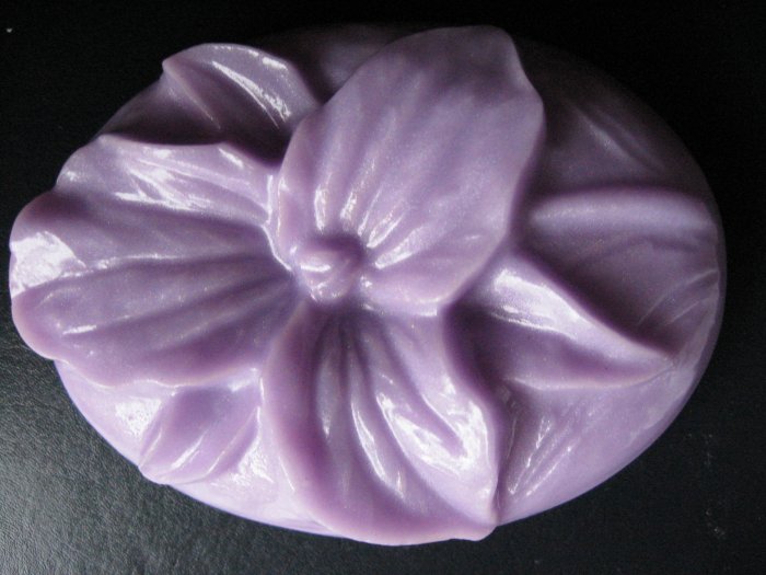 (Organic Wild French Lavender and Geranium ) Trillium Flower Silk and Shea Butter Glycerin Soap