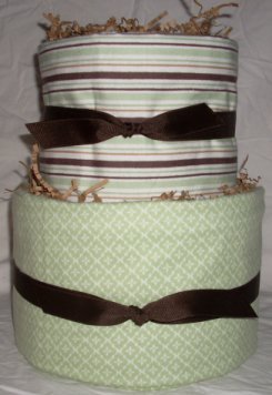 2Tier Baby Shower Gift Modern Sage Brown Diaper Cake Boy Girl
