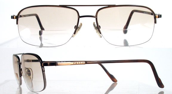 FOSSIL Norman Antique Copper Semi-Rimless Eyeglass Frames